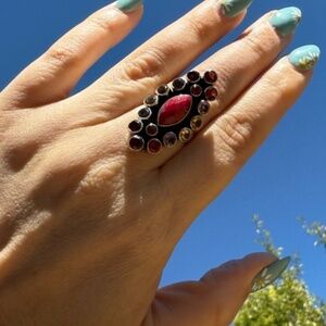 NB Nicky Butler 925 Silver Red Corundum Multi-Stone Marquise Ring Size 8